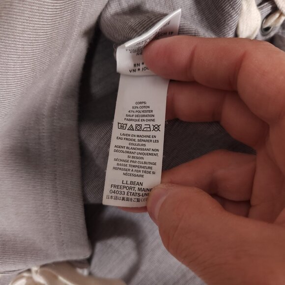 LL Bean Signature Short Sleeve Side Tie Gray Sweatshirt Womens Large Sporty - Picture 14 of 15